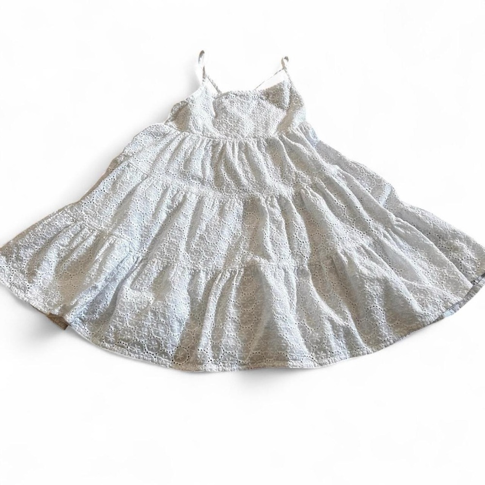 Joie girls’ white eyelet tiered casual summer sundress w spaghetti straps